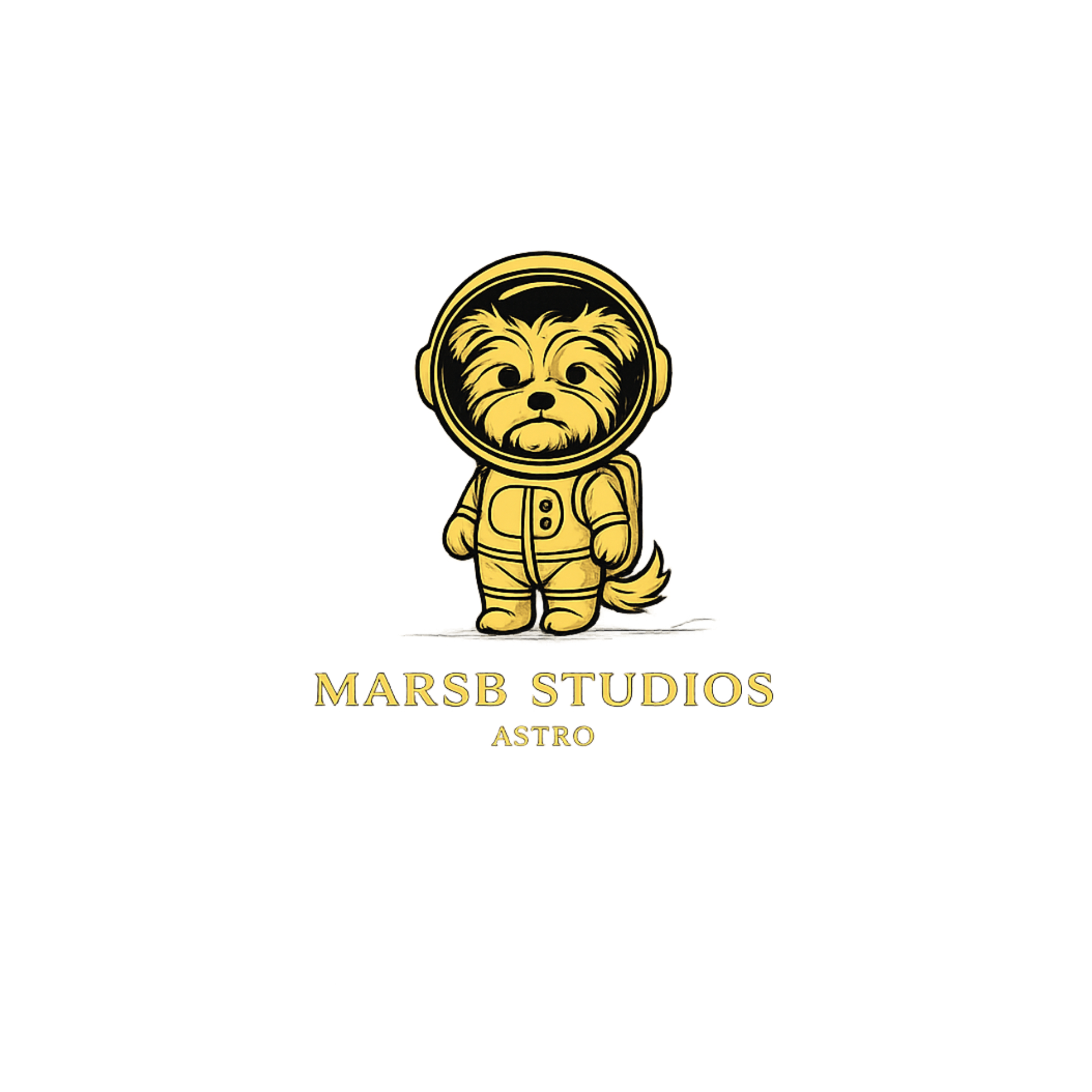 MarsB Studios — Astro mascot in fluid gold outline